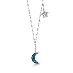 by ross-simons blue and white diamond moon and star necklace in sterling silver