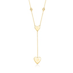 by ross-simons 14kt yellow gold heart y-necklace with diamond accents