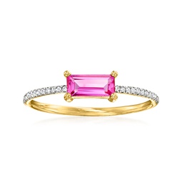 by ross-simons pink topaz ring with diamond accents in 14kt yellow gold