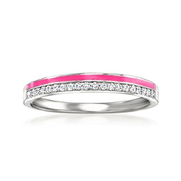 by ross-simons diamond ring with pink enamel in sterling silver