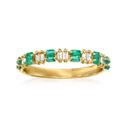 ross-simons emerald and . diamond ring in 14kt yellow gold