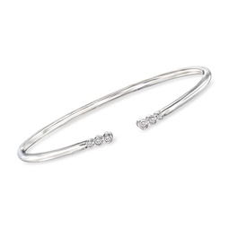 by ross-simons bezel-set diamond open-space cuff bracelet in sterling silver