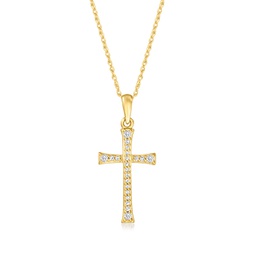 by ross-simons diamond cross pendant necklace in 14kt yellow gold