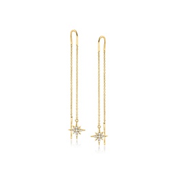 by ross-simons diamond north star threader drop earrings in 14kt yellow gold