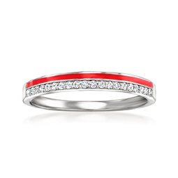 by ross-simons diamond ring with red enamel in sterling silver