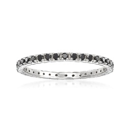 by ross-simons black diamond eternity band in sterling silver