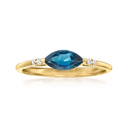ross-simons london blue topaz ring with diamond accents in 14kt yellow gold