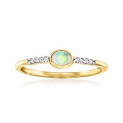 by ross-simons opal ring with diamond accents in 14kt yellow gold