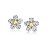 by ross-simons diamond flower earrings in 14kt yellow gold