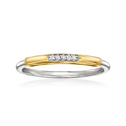 by ross-simons diamond-accented ring in sterling silver and 14kt yellow gold