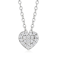 by ross-simons pave diamond heart necklace in sterling silver