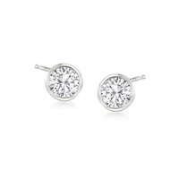 by ross-simons bezel-set diamond stud earrings in sterling silver