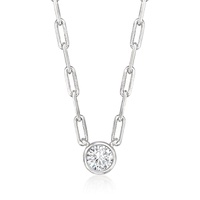 by ross-simons bezel-set diamond paper clip link necklace in sterling silver