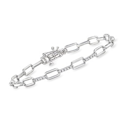by ross-simons diamond paper clip link bracelet in sterling silver