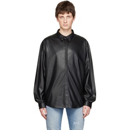 Black Shay Faux Leather Shirt 222702M192007