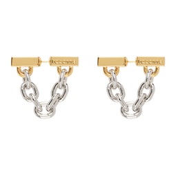Silver & Gold XL Link Chain Earrings 241605F022004