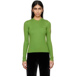 Green Crewneck Sweater 241605F110011