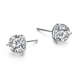 rg white gold plated and clear cubic zirconia solitaire stud earrings