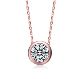 rg white gold plated with diamond cubic zirconia round solitaire bezel floating pendant necklace