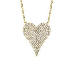 rg 14k gold plated with pave diamond cubic zirconia heart layering necklace