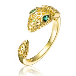 gold plated green cubic zirconia modernring