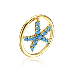14k gold plated and blue topaz cubic zirconia modernring