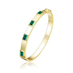 rg 14k gold plated emerald cubic zirconia bangle bracelet