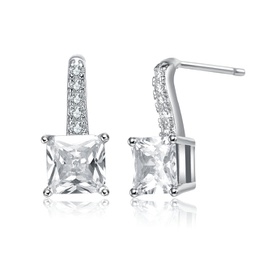 ra white gold plated clear cubic zirconia drop earrings