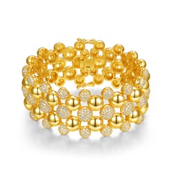 14k yellow gold plated with diamond cubic zirconia french pave medallion mesh link bracelet