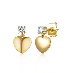ra 14k yellow gold plated rubycubic zirconia heart dangle earrings