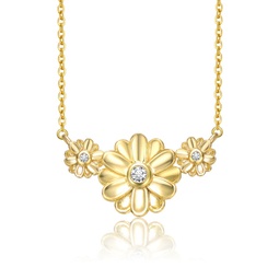 rg young adults/teens 14k yellow gold plated with cubic zirconia triple daisy flower chevron pendant necklace