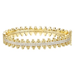 rg 14k gold plated with diamond cubic zirconia beaded cluster link tennis bracelet