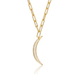 14k gold plated cubic zirconia charm necklace