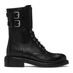 Black RB Moto Lace-Up Boot 241055F113006