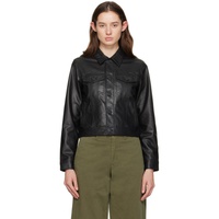 Black Debbie Leather Jacket 241055F064000