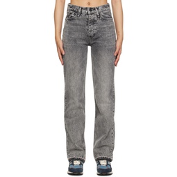 Gray Alex High-Rise Straight Jeans 231055F069000