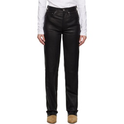 Black Harlow Leather Pants 241055F084000