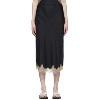 Black Silk Blend Midi Skirt 222055F092001