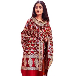 Rameshwaram Fabrics Banarasi Dupatta for Women, Pure Silk Chunnis for Wedding, Party - Silk Scarf Shawl Wrap Soft stoles