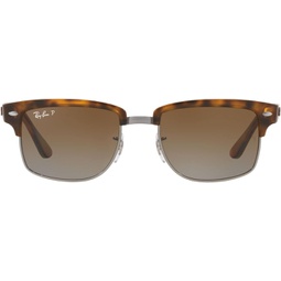 Ray-Ban Mens RB4190 Polarized Square Sunglasses, Demi Gloss Havana, 52mm