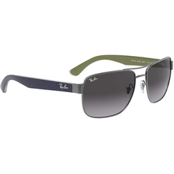 Ray-Ban RB3530 Unisex Square Metal Sunglasses (Gunmetal Frame/Grey Gradient Lens 004/8G, 58)