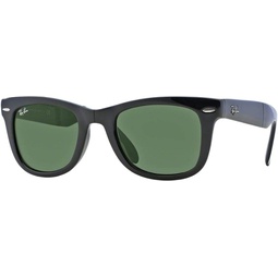 Ray-Ban RB4105 Folding Wayfarer Unisex Sunglasses (Black Frame/Crystal Green Lens 601, 50)