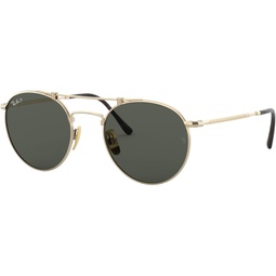 Ray-Ban Unisex Sunglasses Gold Frame, Polarized Green Classic G-15 Lenses, 50MM