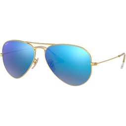 Ray-Ban RB3025 Large Aviator Sunglasses Matte Gold w/Blue Mirror (112/17) 3025 11217 62mm Authentic