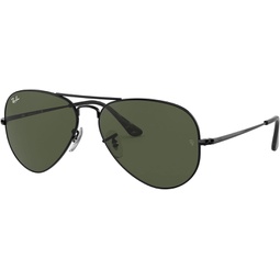Ray-Ban RB3689 Aviator Metal II Sunglasses + Vision Group Accessories Bundle (Black/Crystal Green (914831),58)