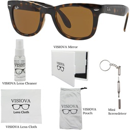 Ray-Ban RB4105 Folding Wayfarer Sunglasses For Men For Women + VISIOVA Accessories Bundle Kit
