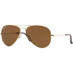 Ray-Ban RB3025-001/57 Sunglasses AVIATOR LARGE METAL GOLD W/Crystal Brown Polarized 58mm