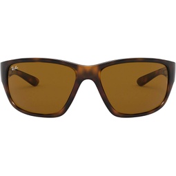 Ray-Ban Rb4300 Square Sunglasses, Light Havana/B-15 Brown, 63 mm