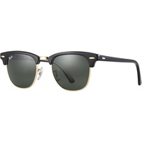Ray-Ban RB3016 Clubmaster Sunglasses (49 mm, Tortoise Frame Solid Black G15 Lens) E