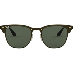 Ray-Ban RB3576N Blaze Clubmaster Square Sunglasses, Brushed Gold/Dark Green, 41 mm